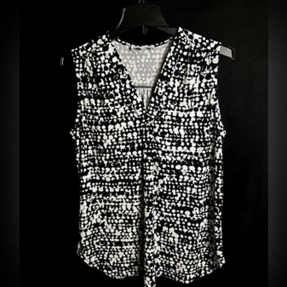 CHAUS NEW YORK BLACK/WHITE SLEEVELESS TOP- SIZE LARGE NWOT SPRING/SUMMER-SOFT - Picture 4 of 6